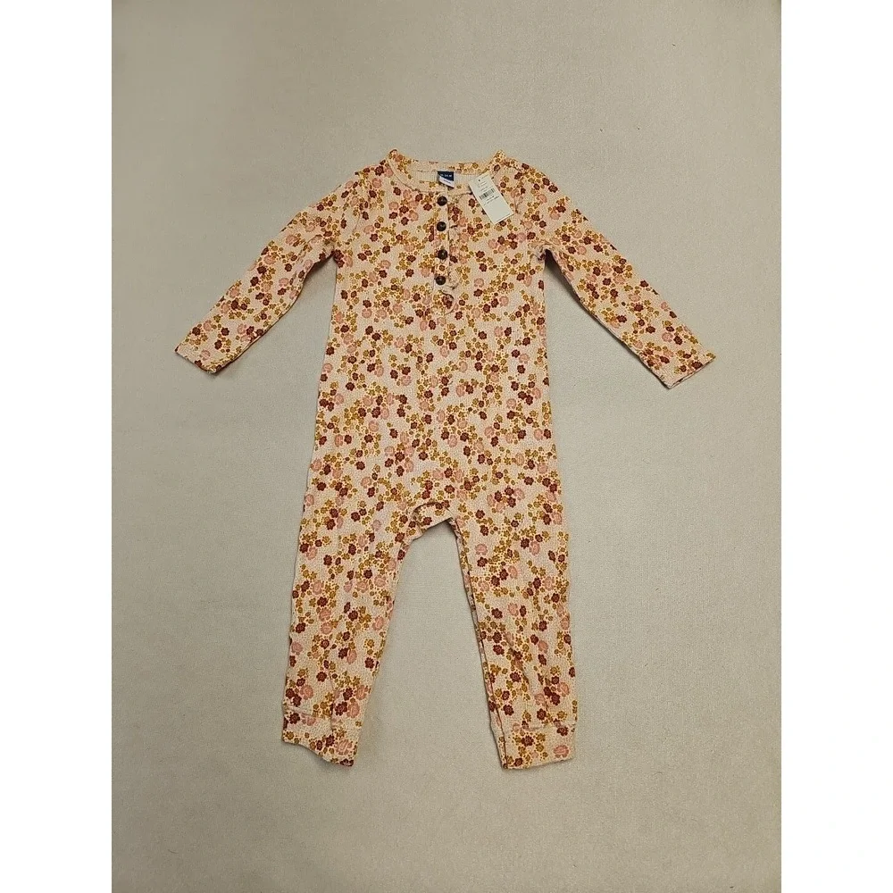 NWT Old Navy Floral Thermal Romper One Piece‎ 18-24  Months Baby Girl